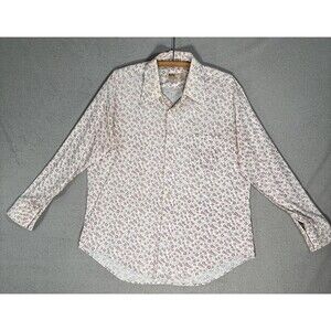 Vintage Montgomery Ward Disco Shirt Men’s Sz 17-33 Floral Retro‎ 60s 70s Dagger